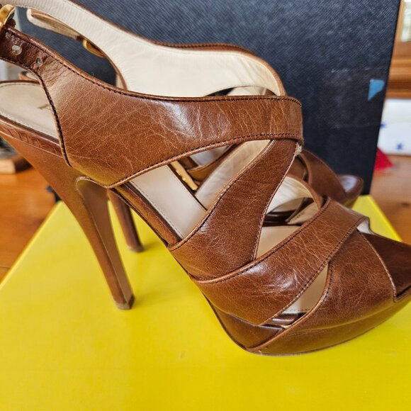 Prada Brown Leather Platform Heels - Picture 2 of 7